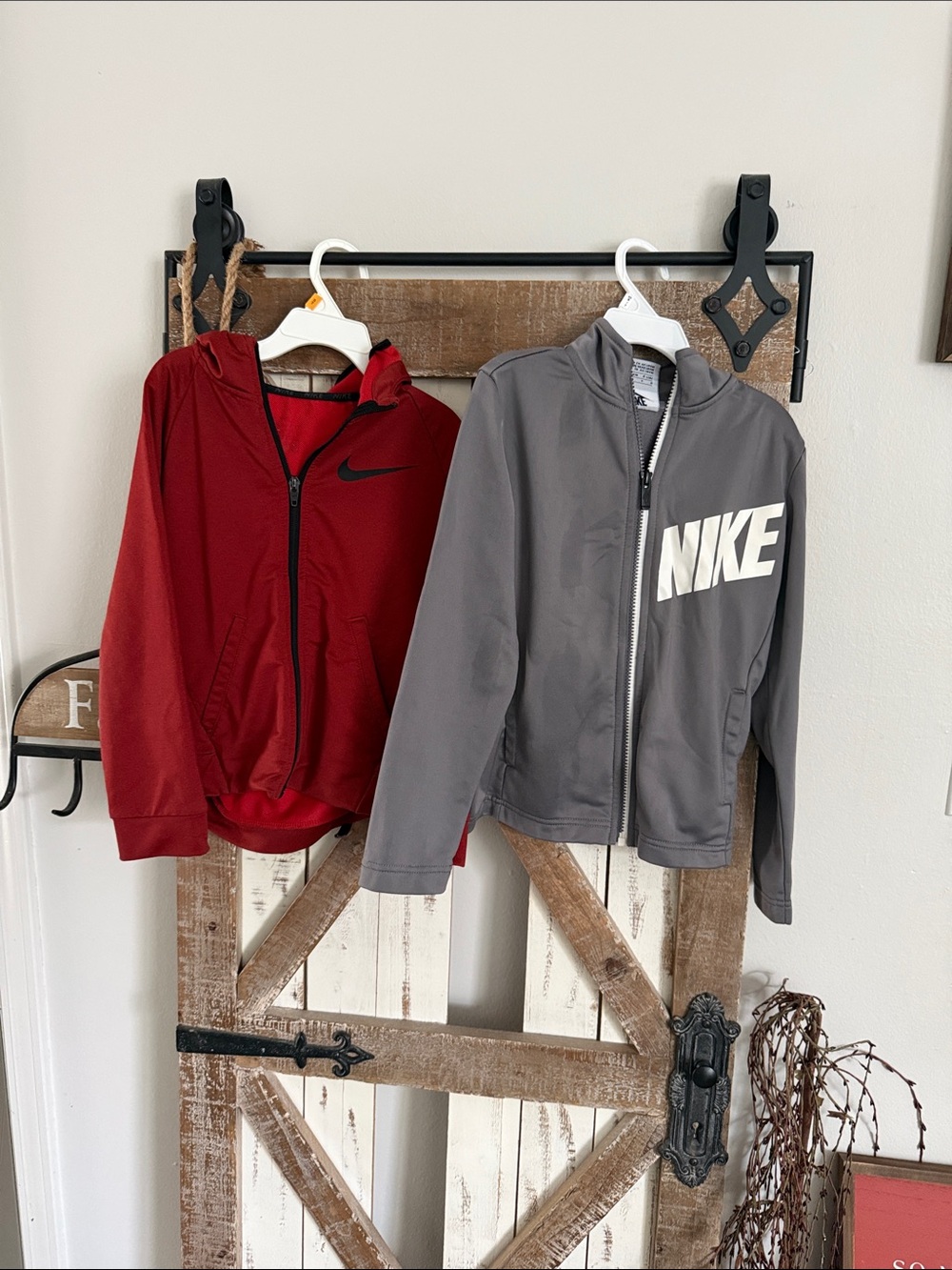 Nike Red & Gray Kids' Zip Hoodies